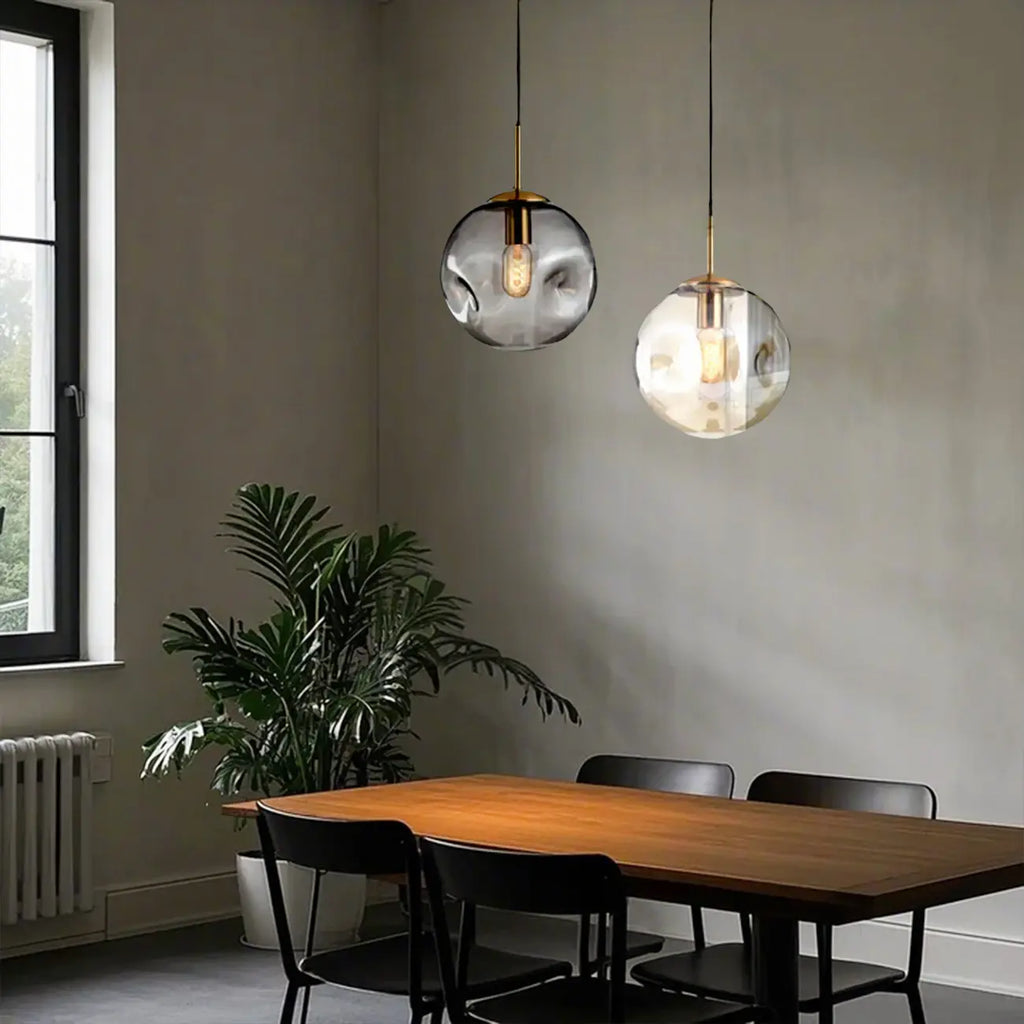 Suspension globe irrégulière en verre fumé pour chambre à coucher