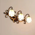 Applique murale romantique en laiton à 3 têtes avec motif floral pour la décoration de chambre