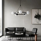 Lustre minimaliste moderne avec abat-jour en verre blanc