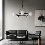 Lustre minimaliste moderne avec abat-jour en verre blanc