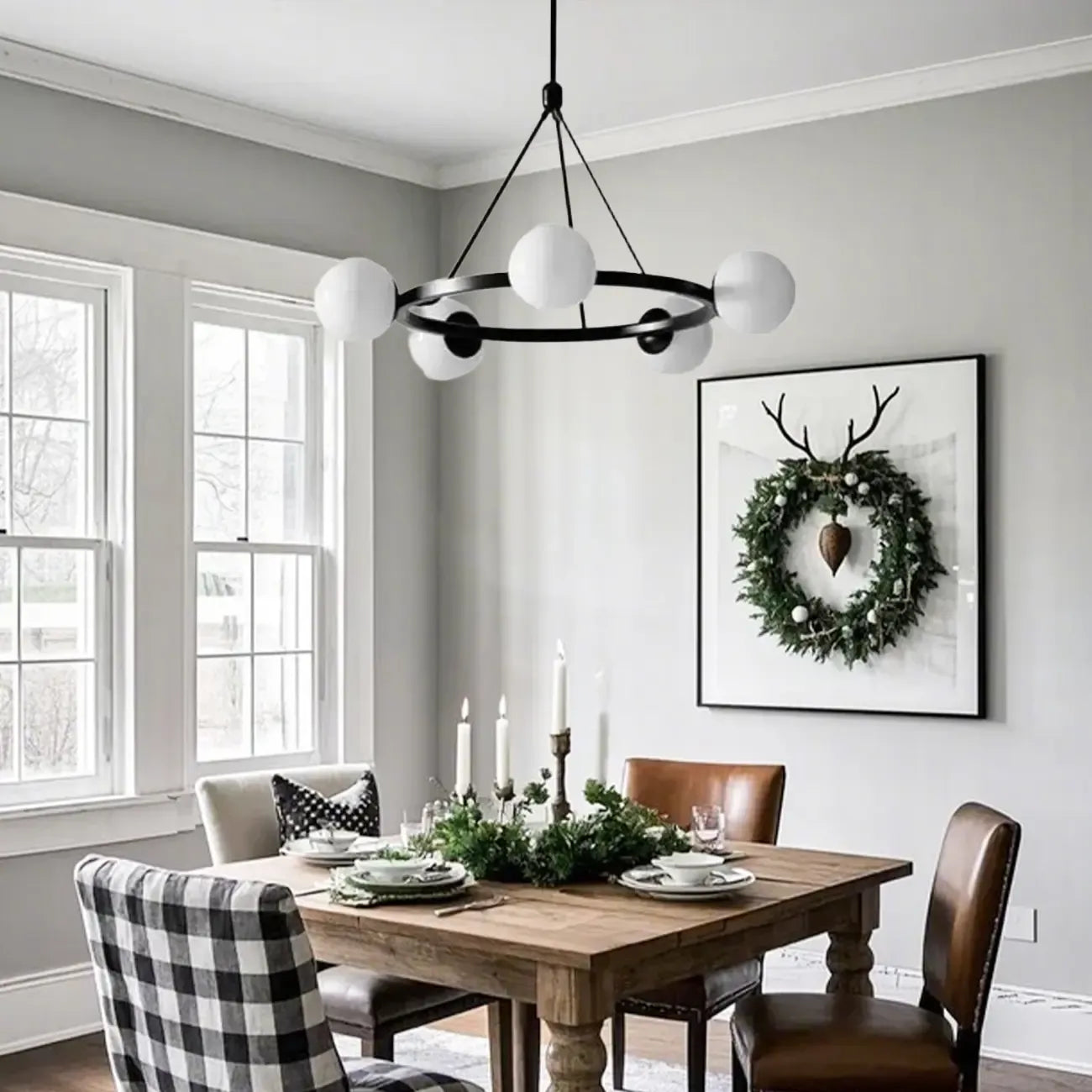 Lustre minimaliste moderne avec abat-jour en verre blanc