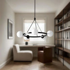 Lustre minimaliste moderne avec abat-jour en verre blanc