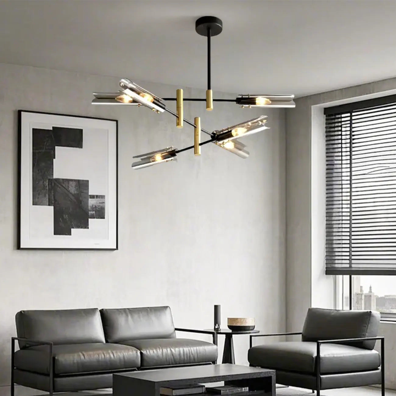 Lustre linéaire industriel moderne à hauteur réglable
