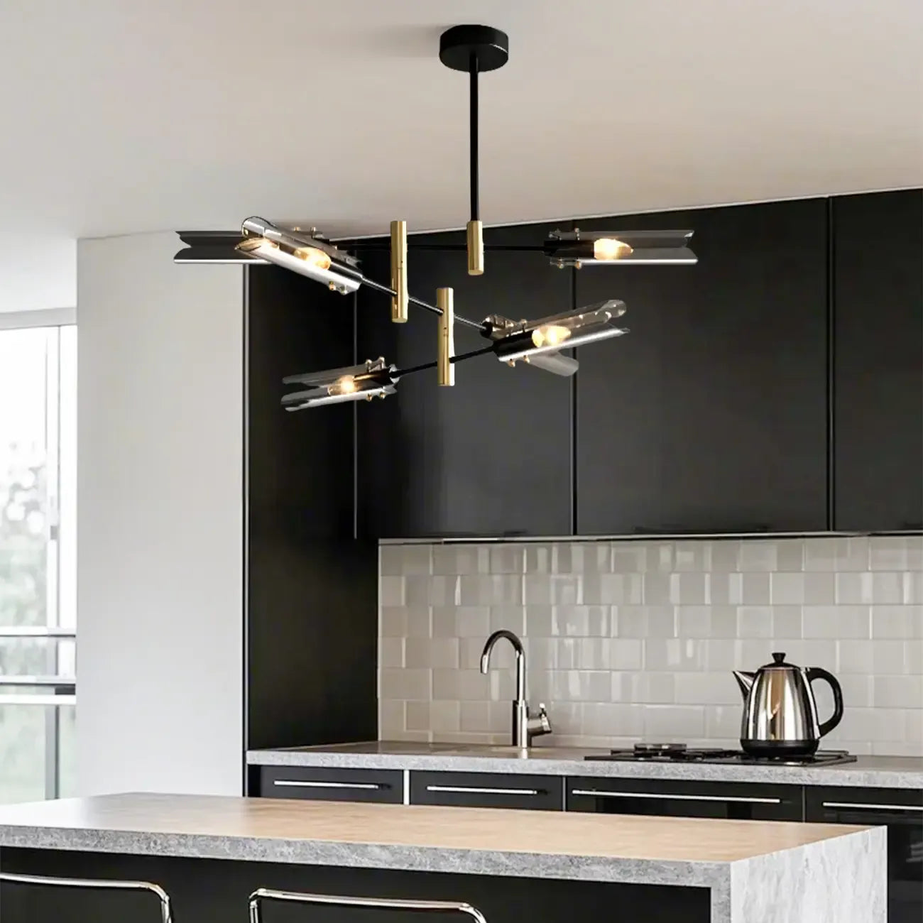 Lustre linéaire industriel moderne à hauteur réglable