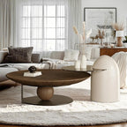 Table basse ronde en bois avec piètement en métal marron