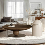 Table basse ronde en bois avec piètement en métal marron