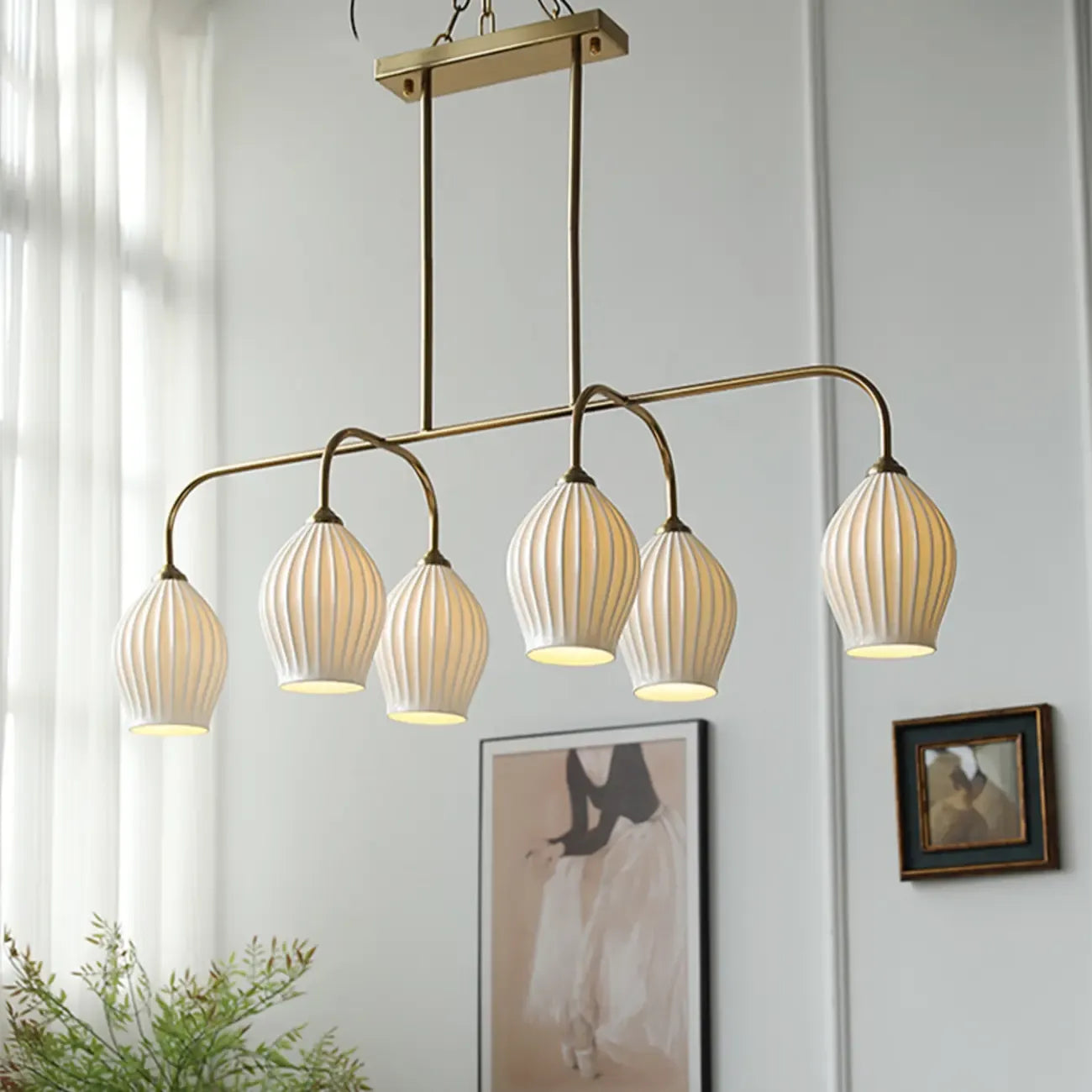 Suspension géométrique en métal pour îlot de cuisine