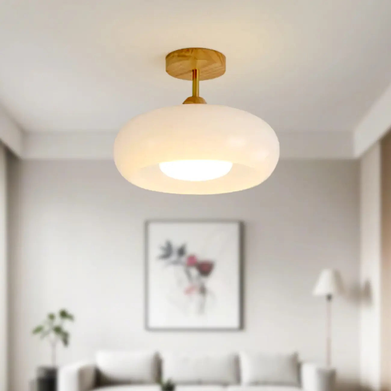 Mini plafonnier semi-encastré rond à LED blanche pour entrée