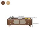 Meuble TV scandinave en bois naturel avec porte coulissante et rangement