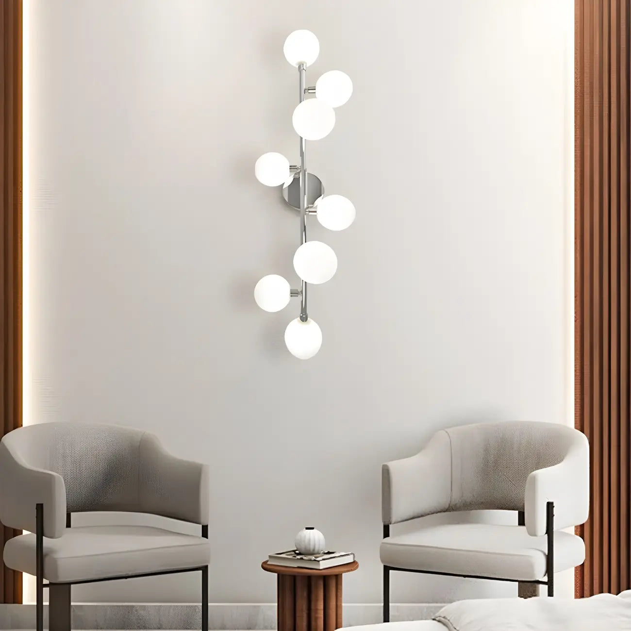 Applique murale moderne à 5 lumières en résine blanche avec globe pour salle de bain