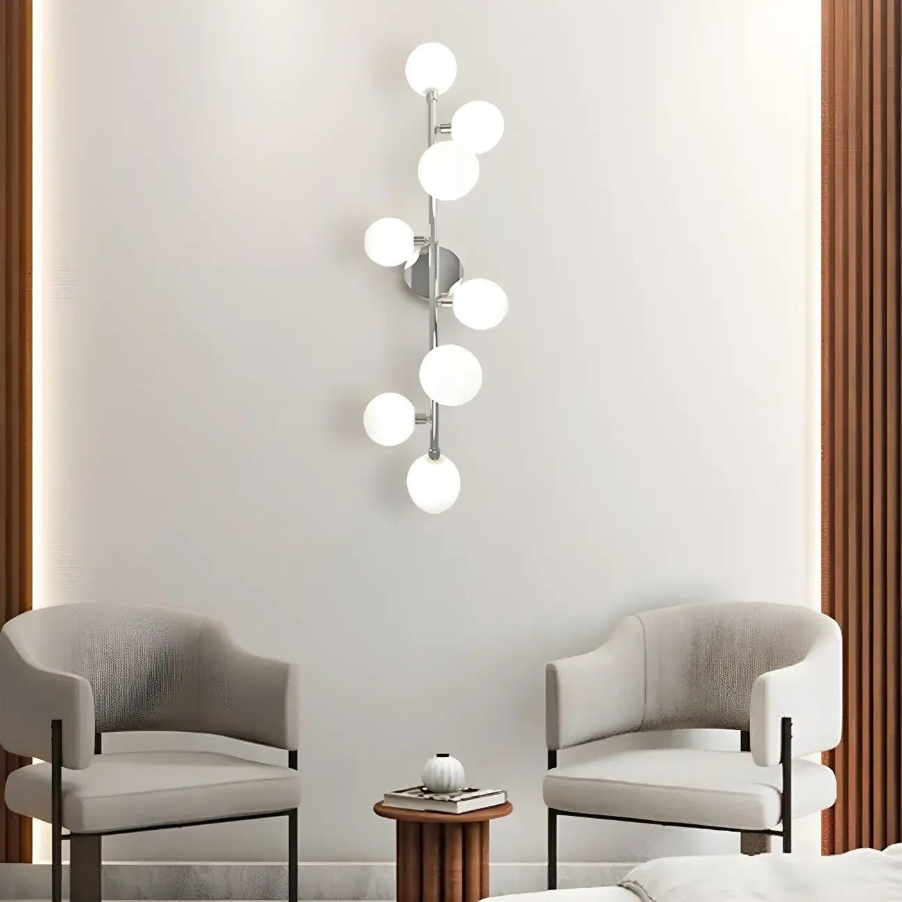 Applique murale moderne à 5 lumières en résine blanche avec globe pour salle de bain