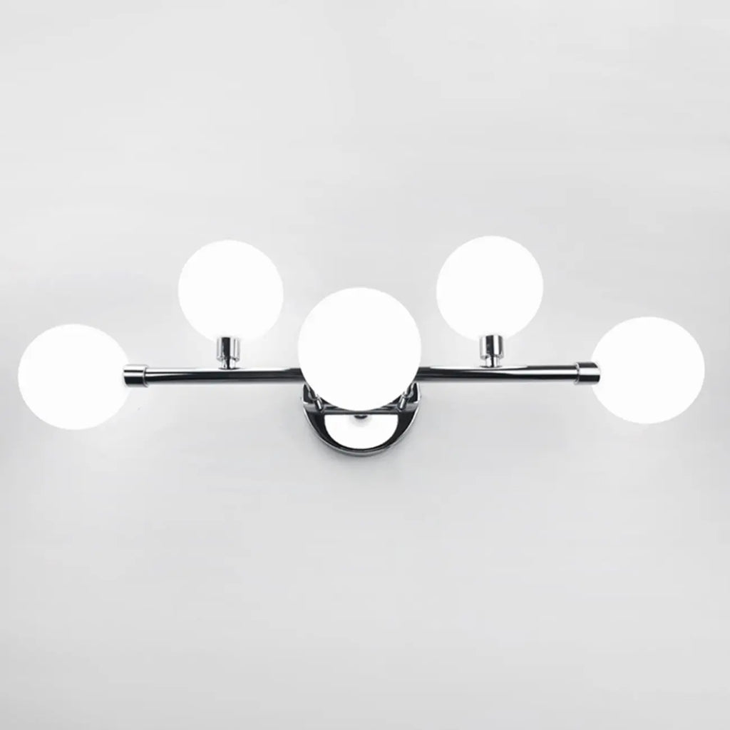 Applique murale moderne à 5 lumières en résine blanche avec globe pour salle de bain