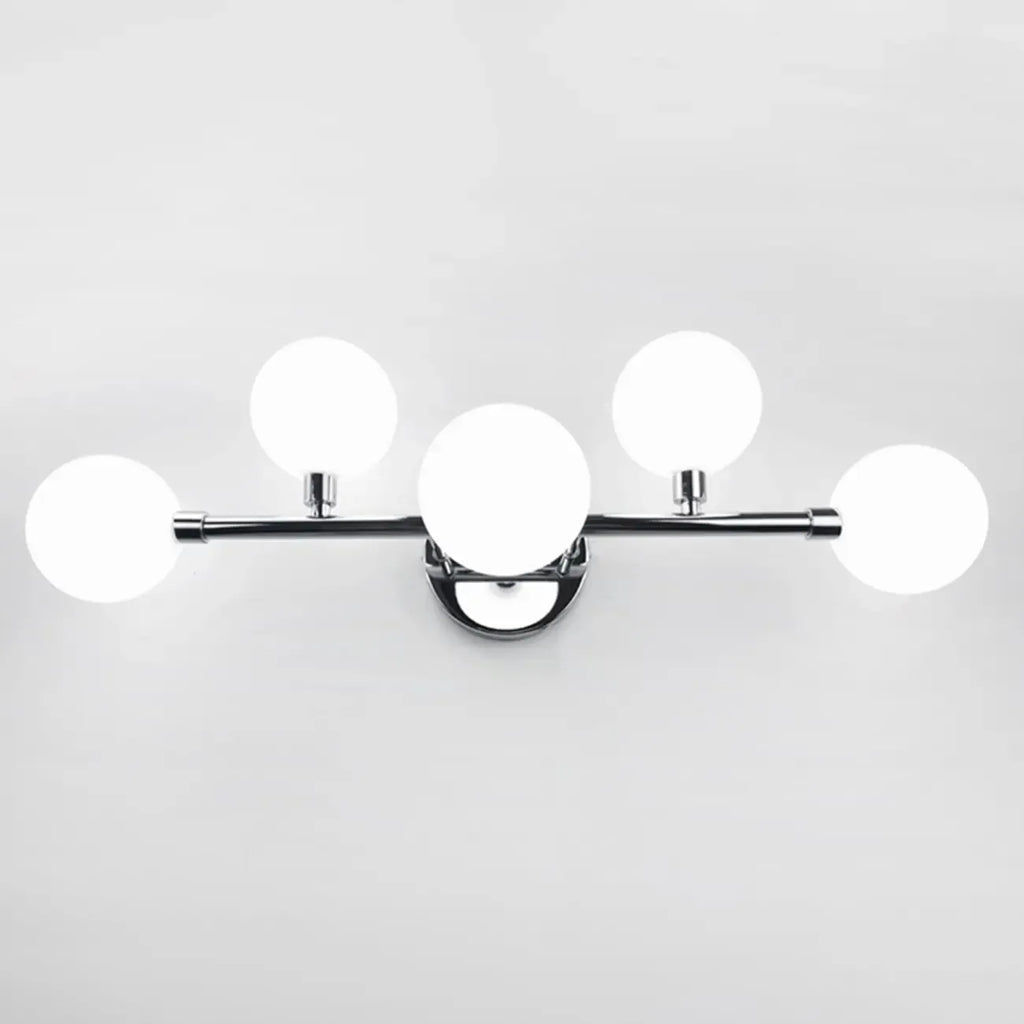 Applique murale moderne à 5 lumières en résine blanche avec globe pour salle de bain