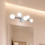 Applique murale moderne à 5 lumières en résine blanche avec globe pour salle de bain