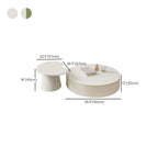 Table basse ronde moderne en bois blanc avec rangement