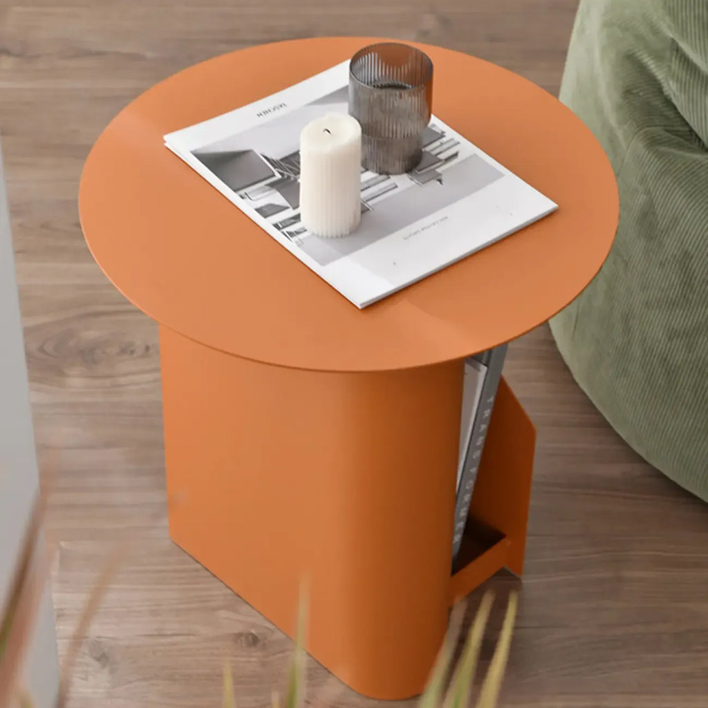 Table d'appoint ronde en fer de style scandinave abstrait