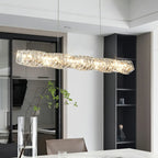 Suspension LED à intensité variable en cristal torsadé pour îlot de cuisine