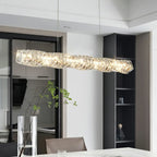Suspension LED à intensité variable en cristal torsadé pour îlot de cuisine