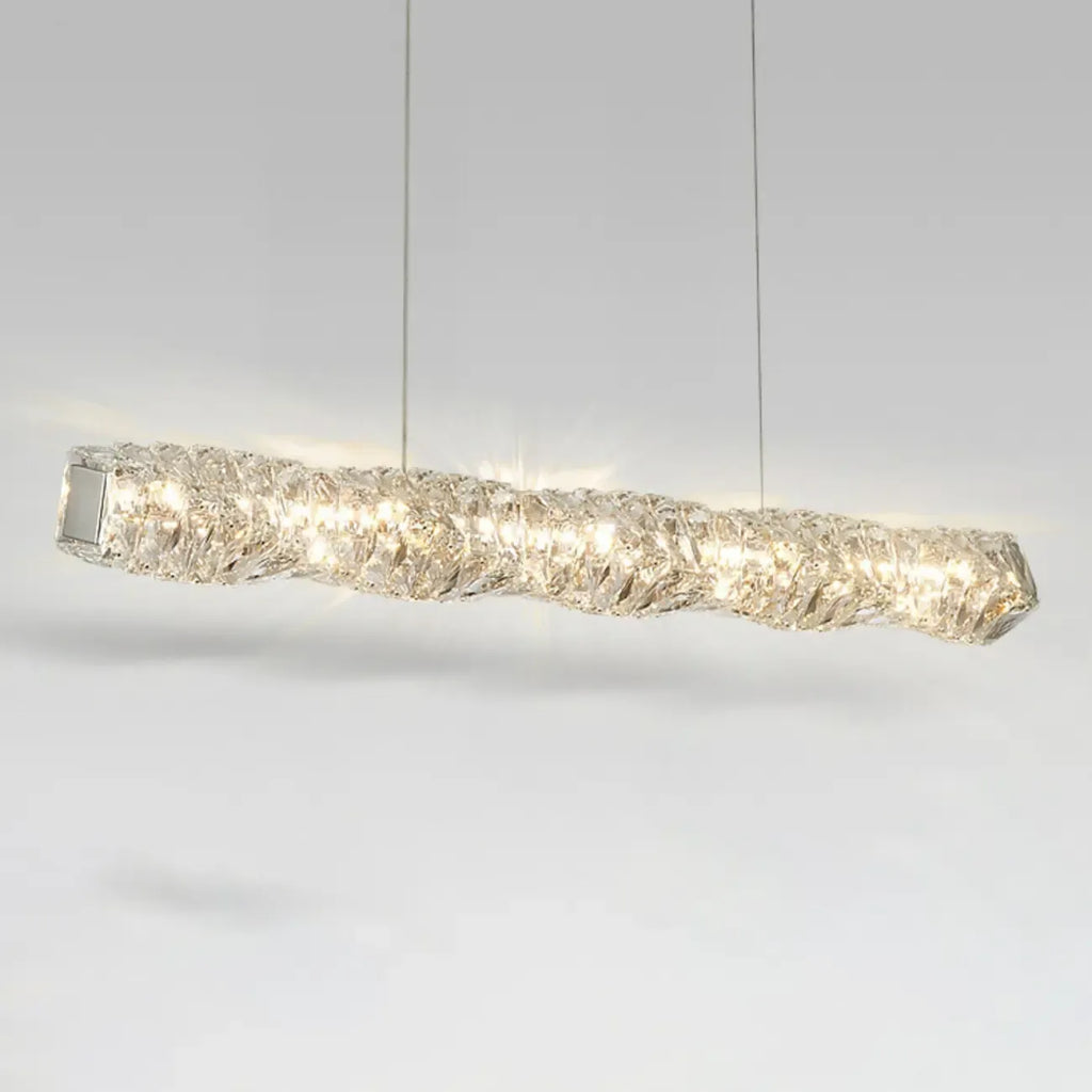 Suspension LED à intensité variable en cristal torsadé pour îlot de cuisine