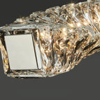 Suspension LED à intensité variable en cristal torsadé pour îlot de cuisine