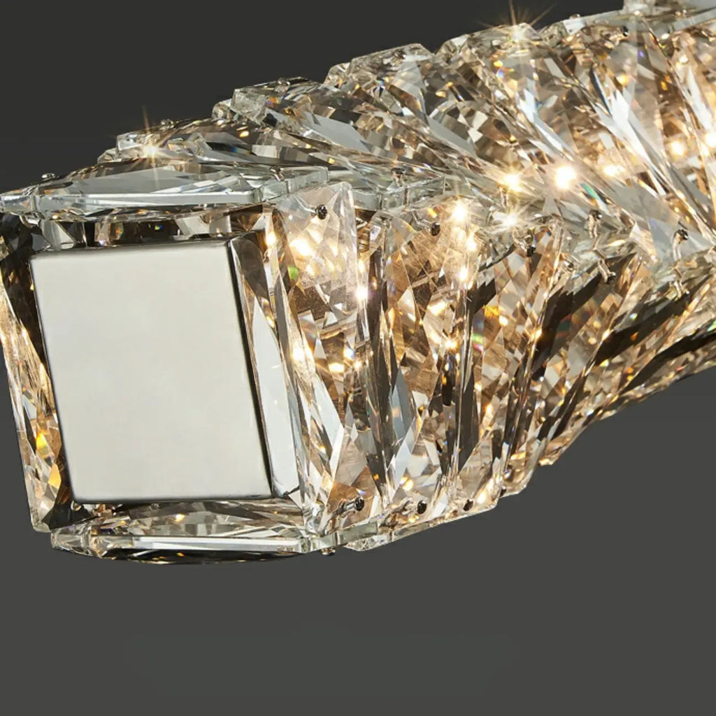 Suspension LED à intensité variable en cristal torsadé pour îlot de cuisine