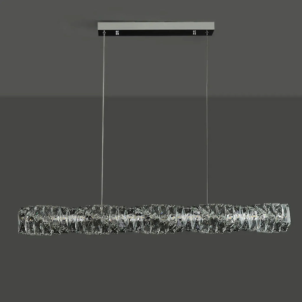 Suspension LED à intensité variable en cristal torsadé pour îlot de cuisine