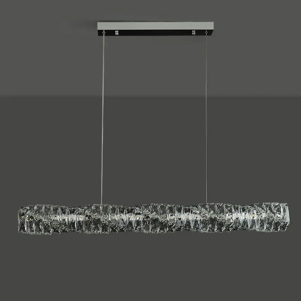 Suspension LED à intensité variable en cristal torsadé pour îlot de cuisine