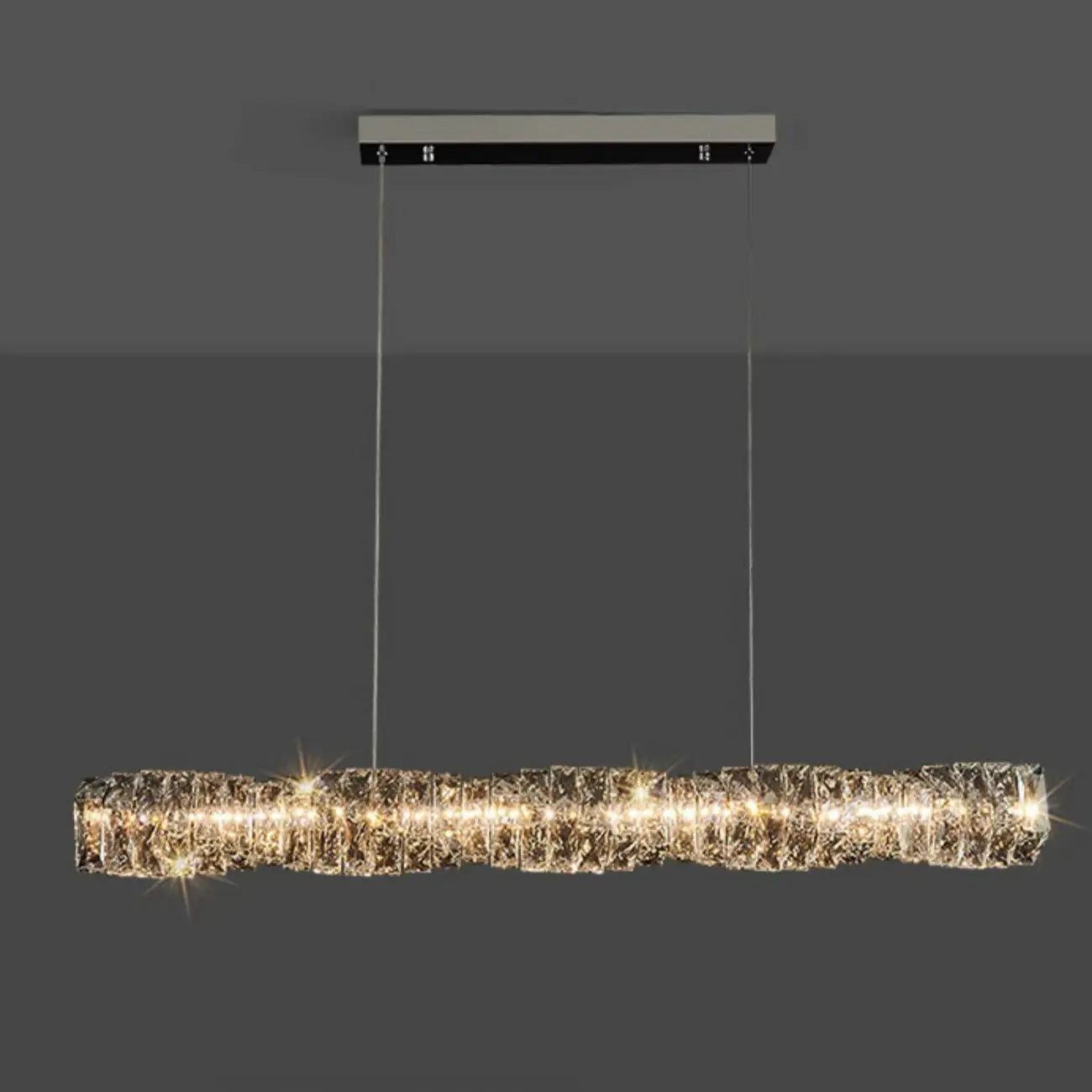 Suspension LED à intensité variable en cristal torsadé pour îlot de cuisine