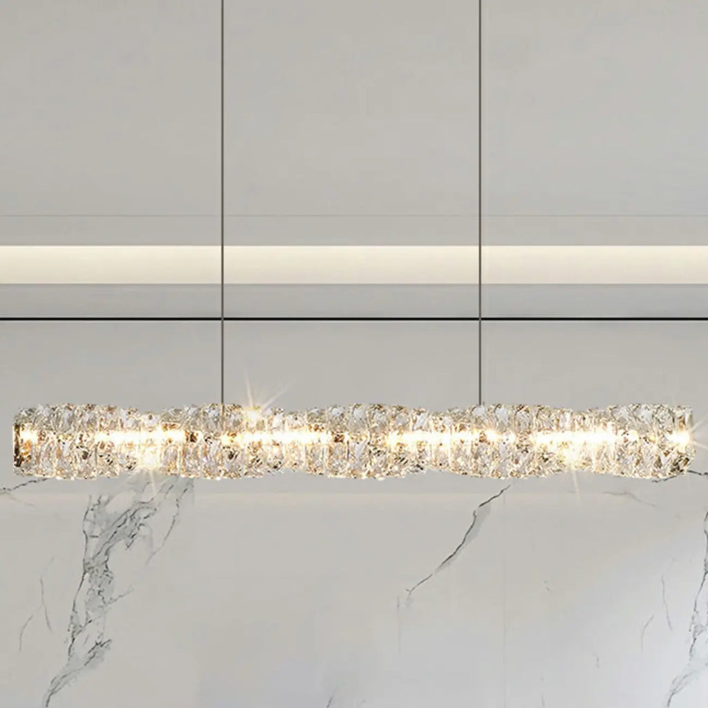 Suspension LED à intensité variable en cristal torsadé pour îlot de cuisine