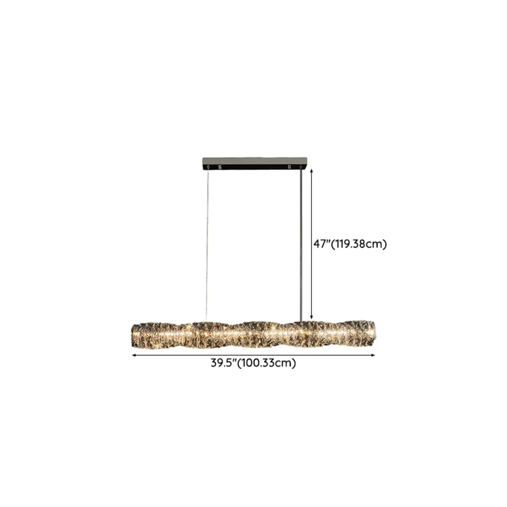 Suspension LED à intensité variable en cristal torsadé pour îlot de cuisine