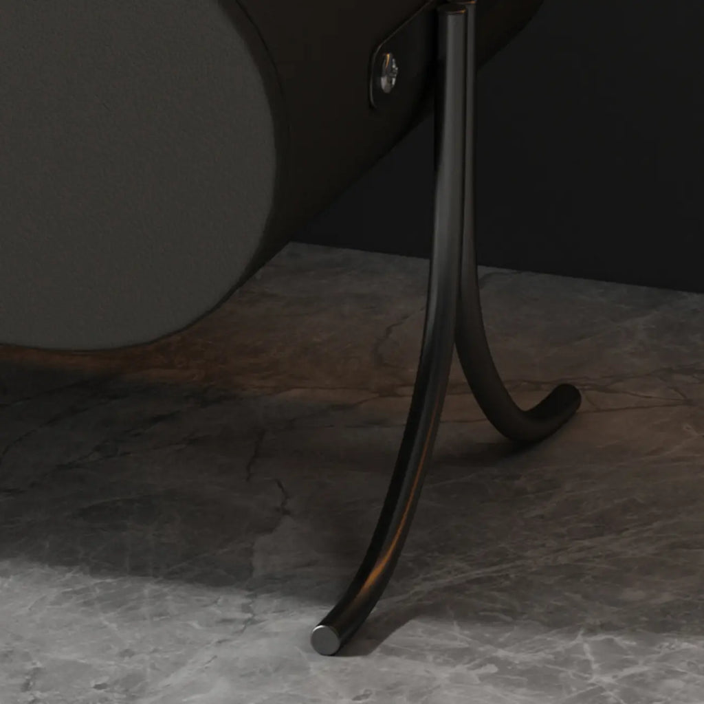 Table de chevet contemporaine arrondie à 2 tiroirs en bois et similicuir