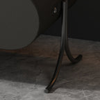 Table de chevet contemporaine arrondie à 2 tiroirs en bois et similicuir