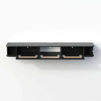 Meuble TV suspendu style Mid-Century avec portes en rotin noir à 3 tiroirs