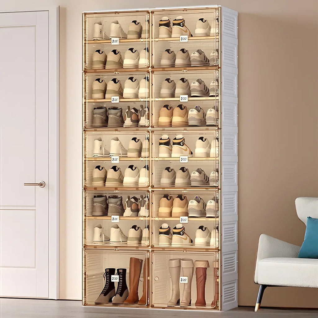 Armoire à chaussures pliable en plastique glamour avec couvercle transparent