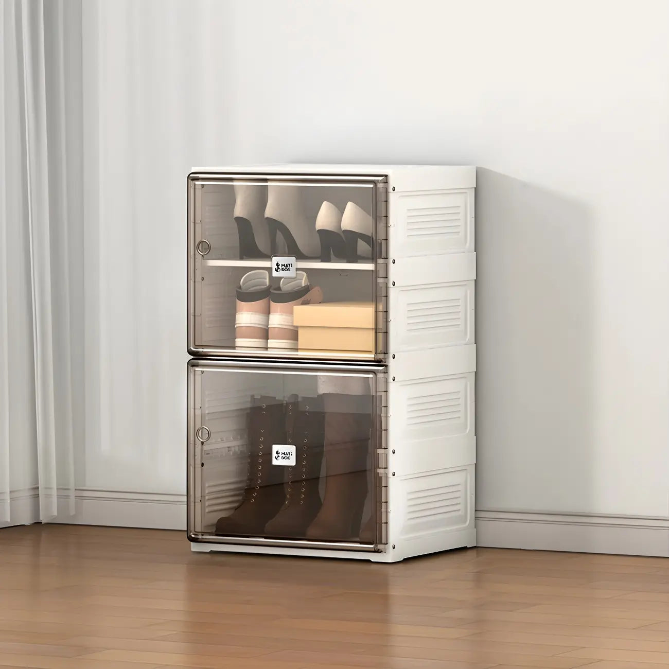 Armoire à chaussures pliable en plastique glamour avec couvercle transparent