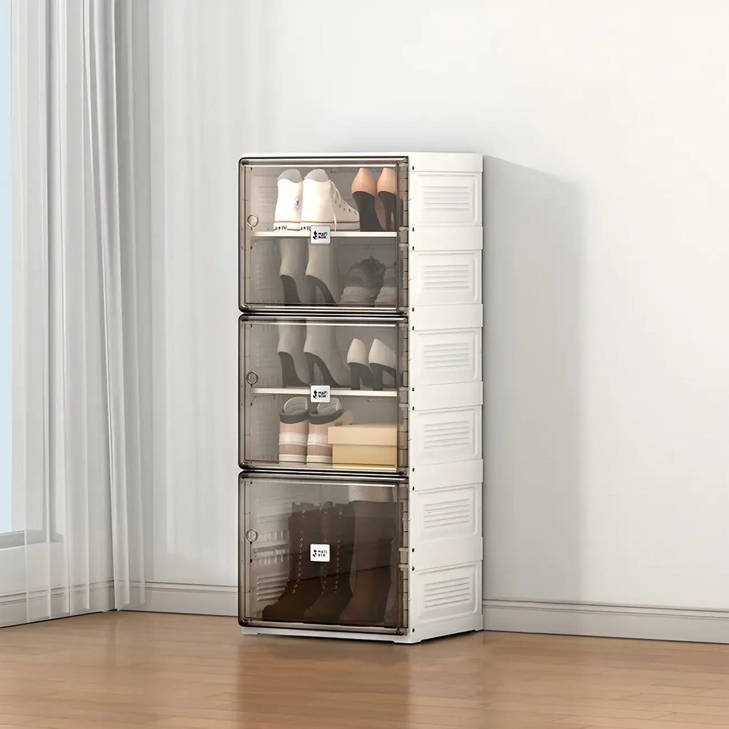 Armoire à chaussures pliable en plastique glamour avec couvercle transparent