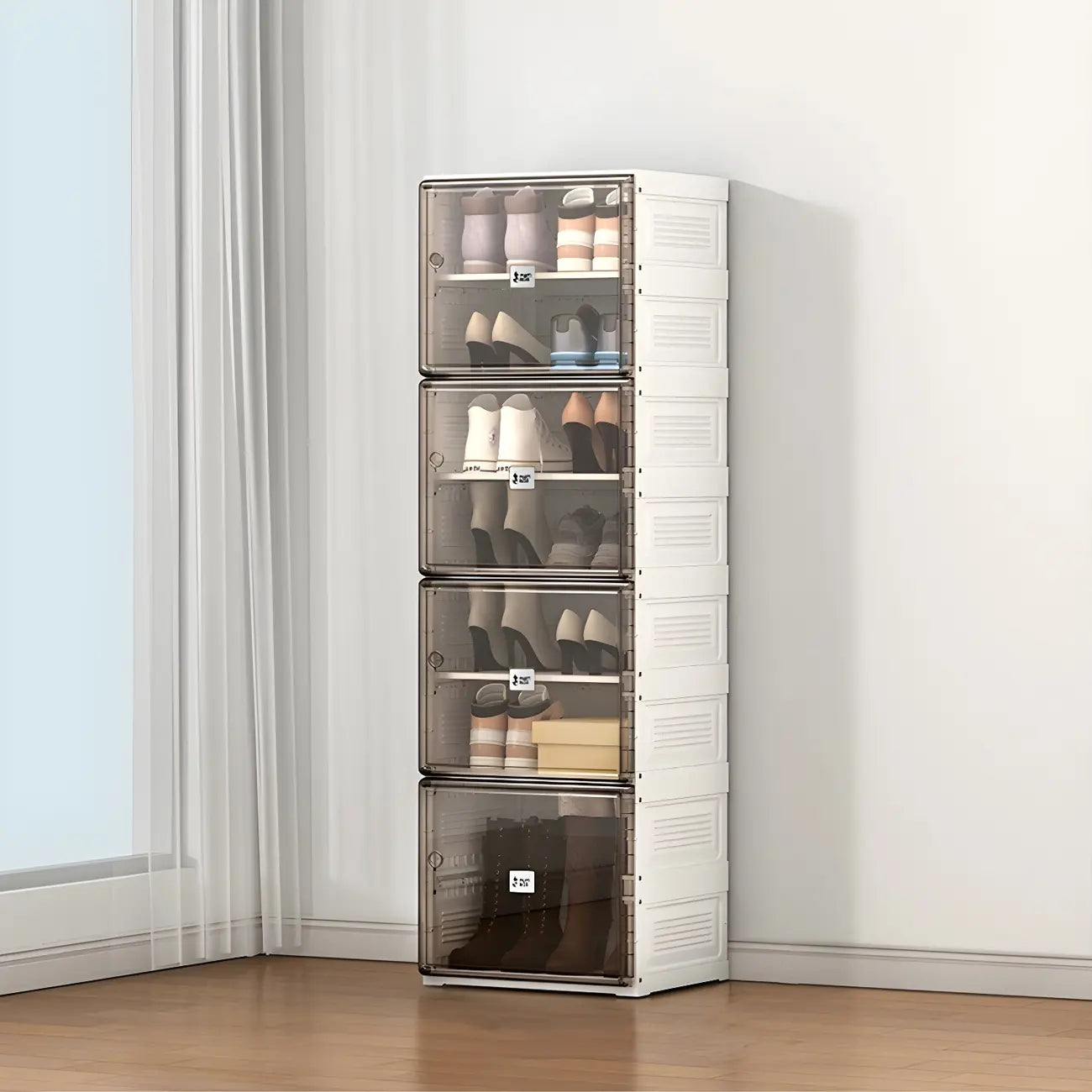 Armoire à chaussures pliable en plastique glamour avec couvercle transparent
