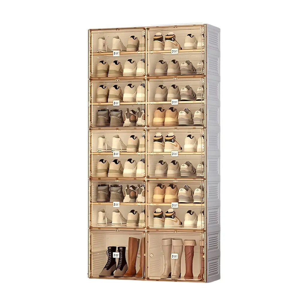 Armoire à chaussures pliable en plastique glamour avec couvercle transparent