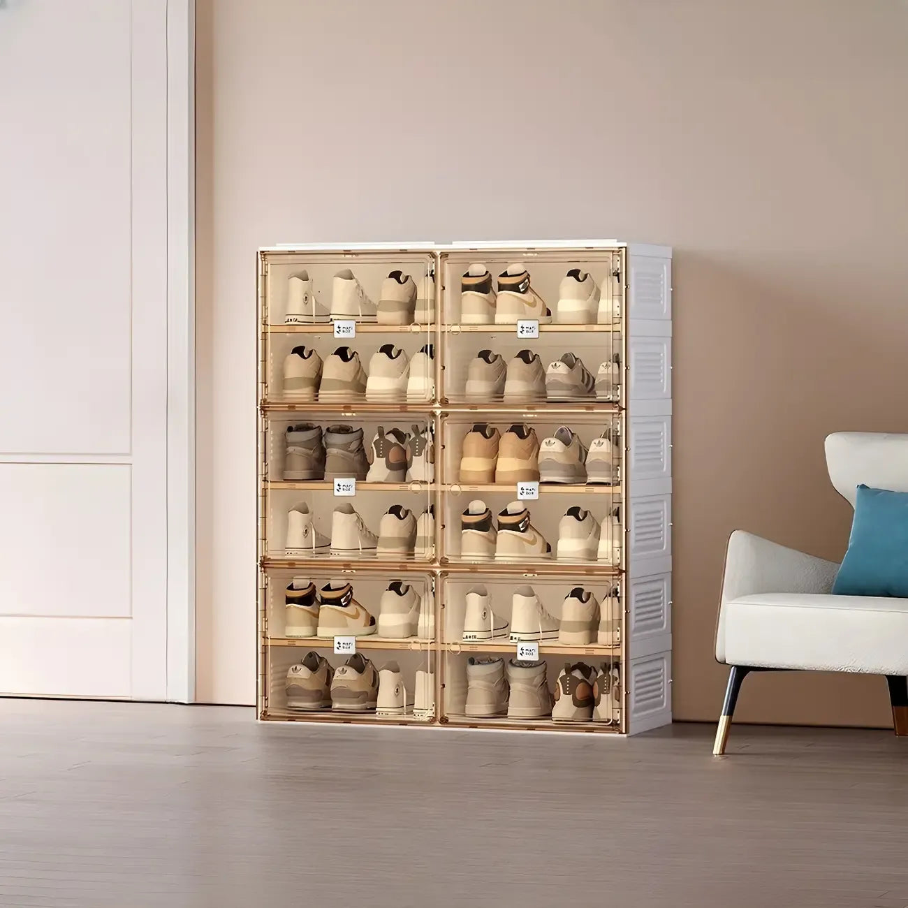 Armoire à chaussures pliable en plastique glamour avec couvercle transparent