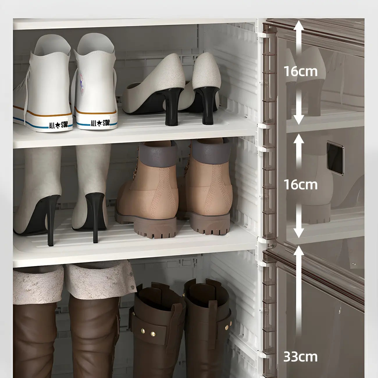Armoire à chaussures pliable en plastique glamour avec couvercle transparent