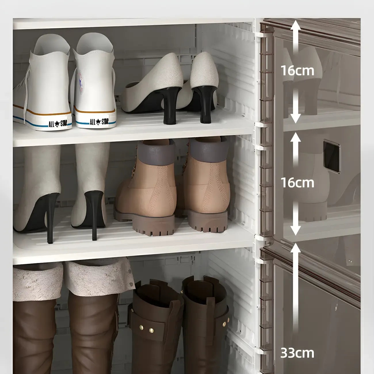 Armoire à chaussures pliable en plastique glamour avec couvercle transparent