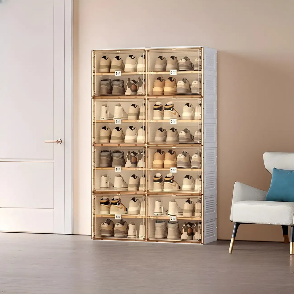 Armoire à chaussures pliable en plastique glamour avec couvercle transparent
