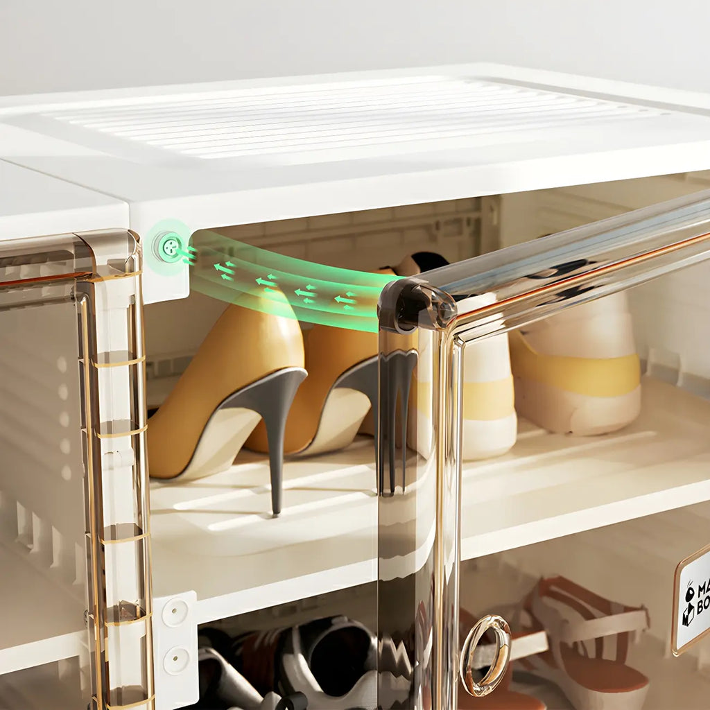 Armoire à chaussures pliable en plastique glamour avec couvercle transparent