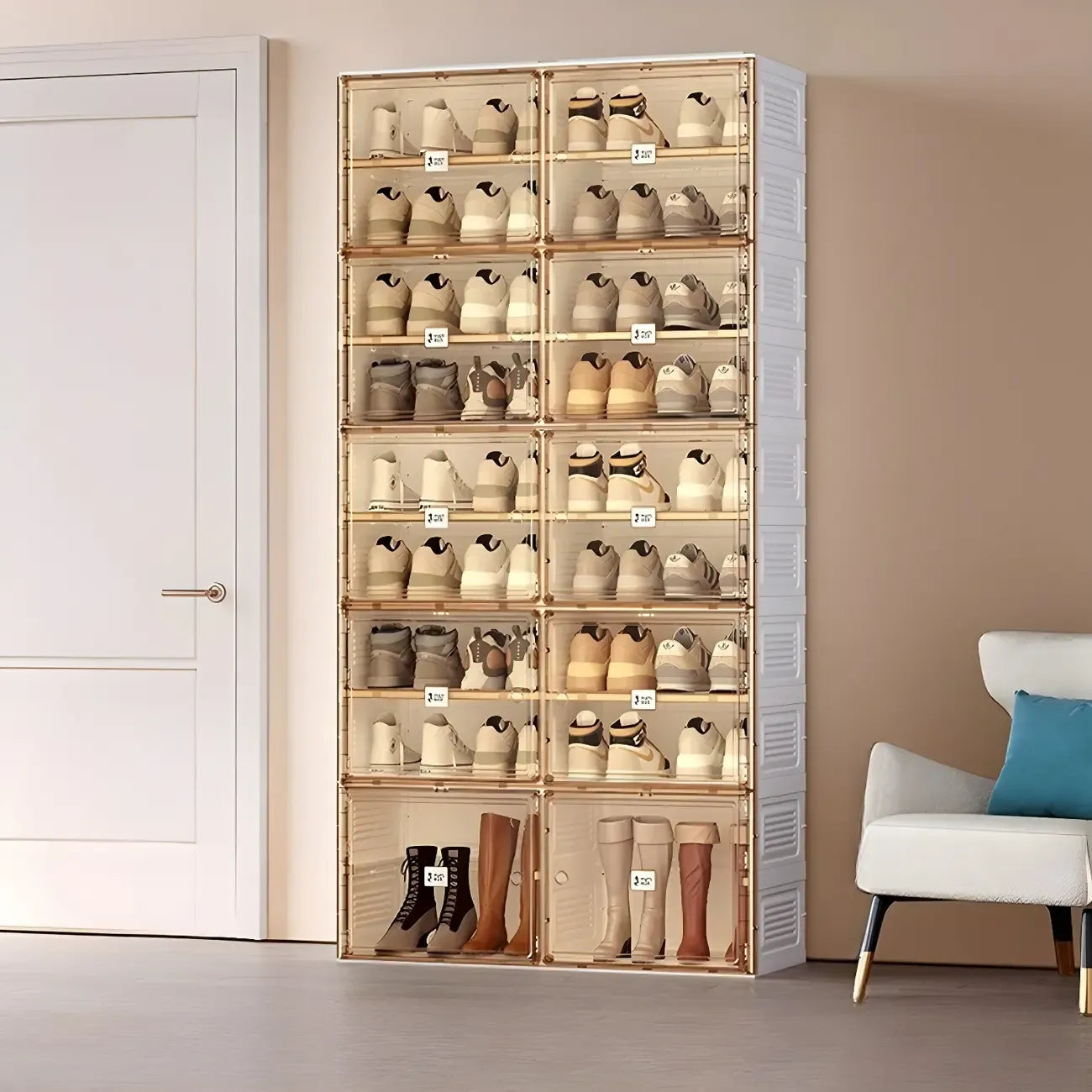 Armoire à chaussures pliable en plastique glamour avec couvercle transparent