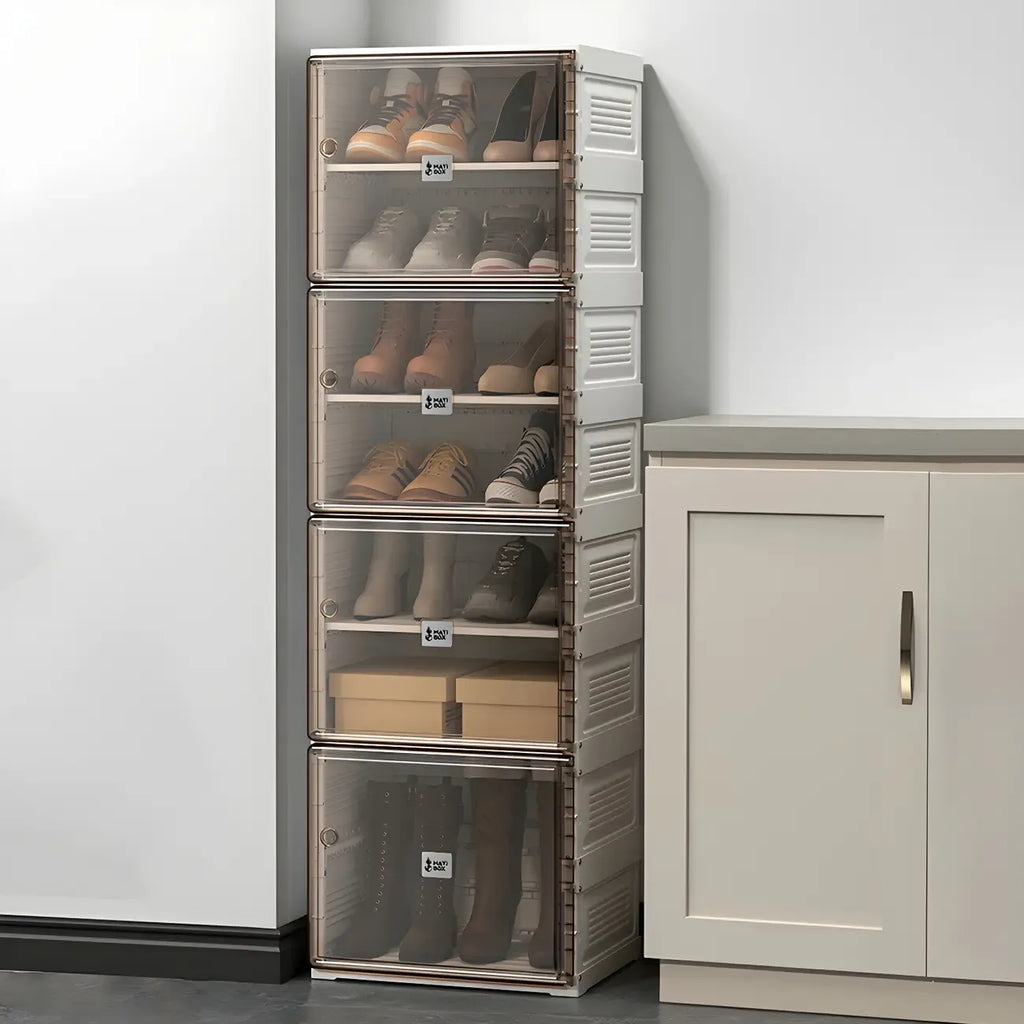 Armoire à chaussures pliable en plastique glamour avec couvercle transparent
