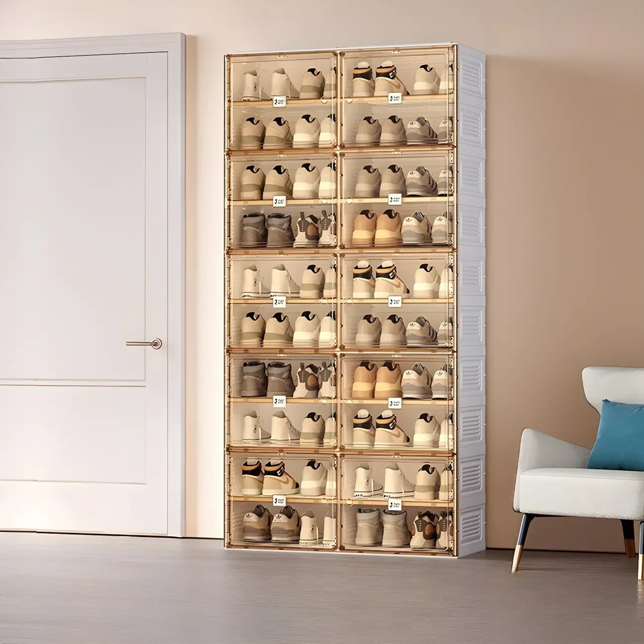 Armoire à chaussures pliable en plastique glamour avec couvercle transparent