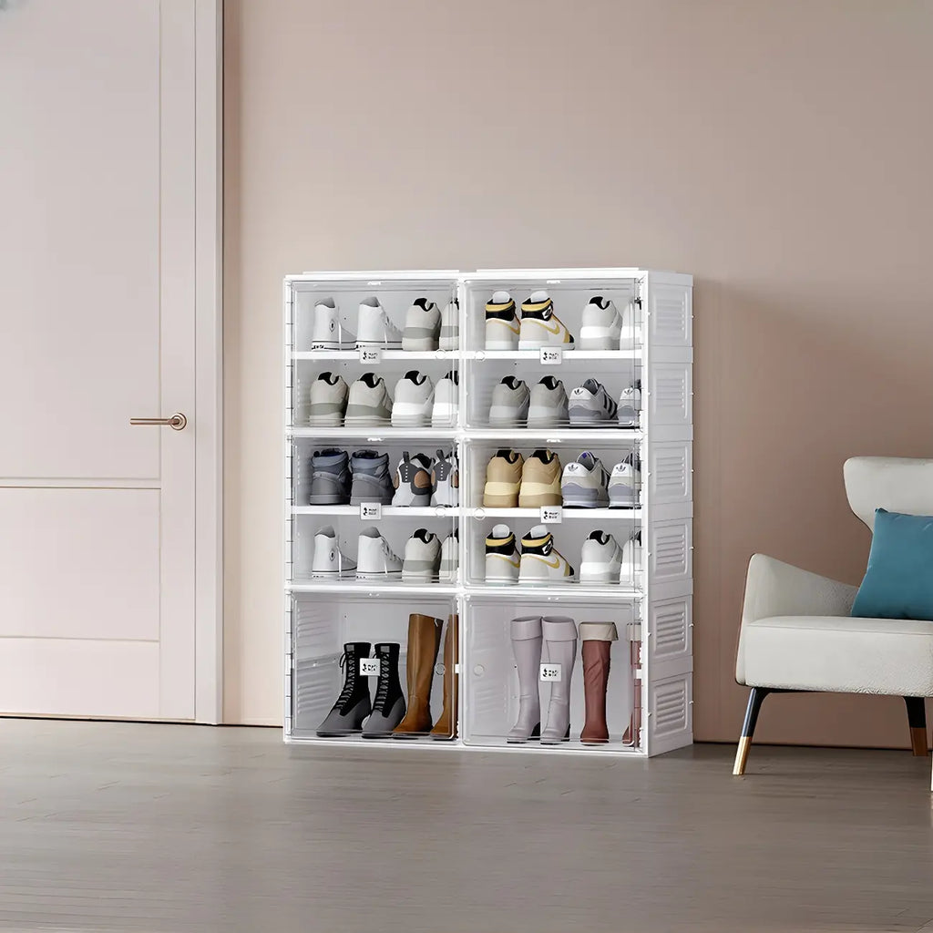 Armoire à chaussures pliable en plastique glamour avec couvercle transparent