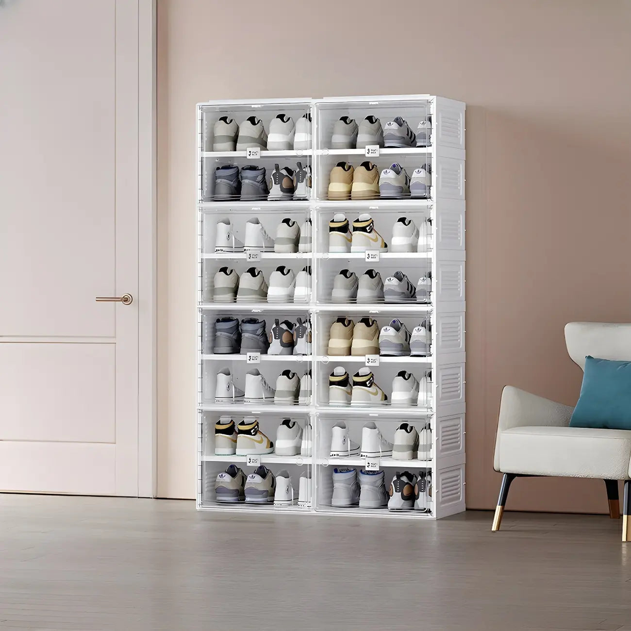 Armoire à chaussures pliable en plastique glamour avec couvercle transparent