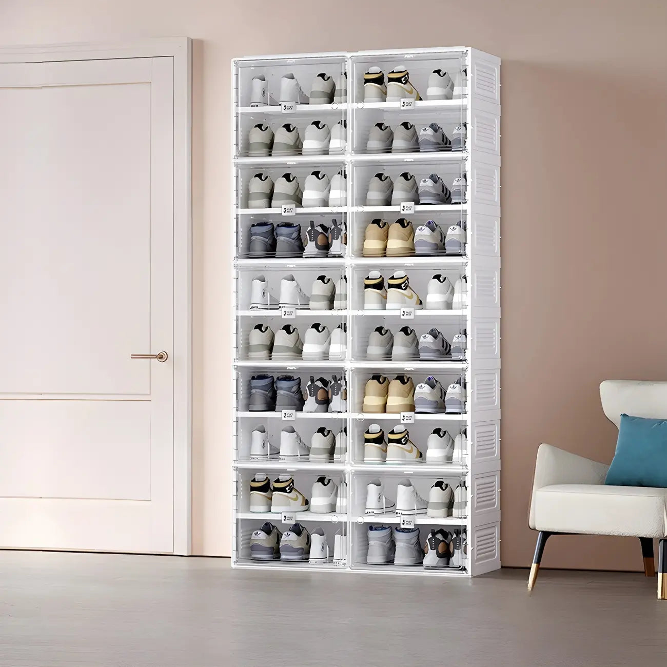 Armoire à chaussures pliable en plastique glamour avec couvercle transparent