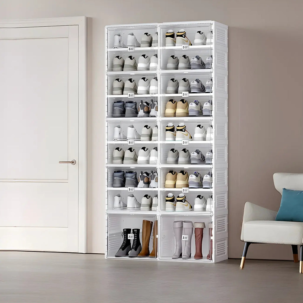 Armoire à chaussures pliable en plastique glamour avec couvercle transparent